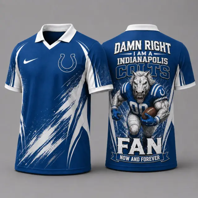 Indianapolis Colts Damn Right Fan Forever Polo Collar Jersey