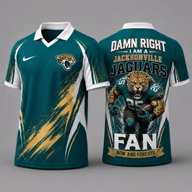 Jacksonville Jaguars Damn Right Fan Forever Polo Collar Jersey