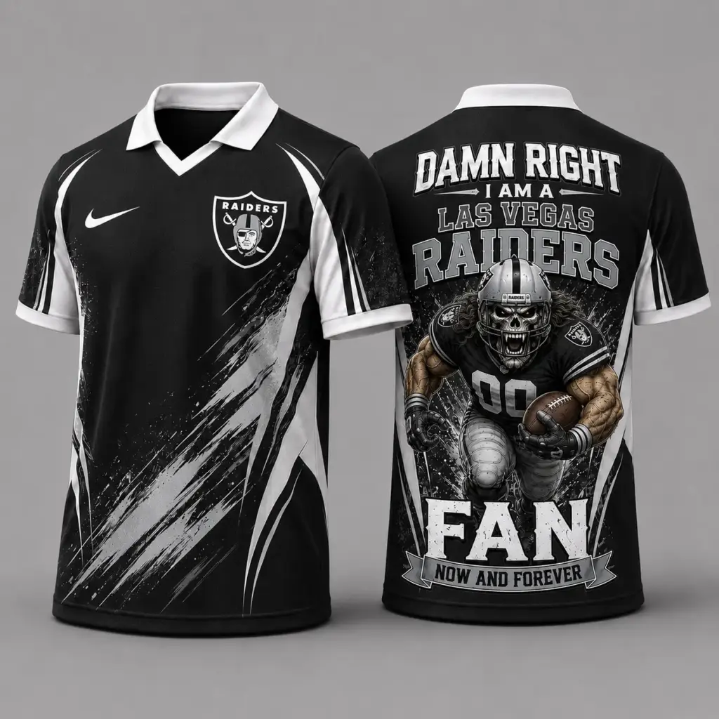 Las Vegas Raiders Damn Right Fan Forever Polo Collar Jersey