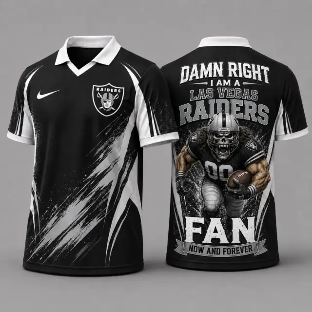 Las Vegas Raiders Damn Right Fan Forever Polo Collar Jersey
