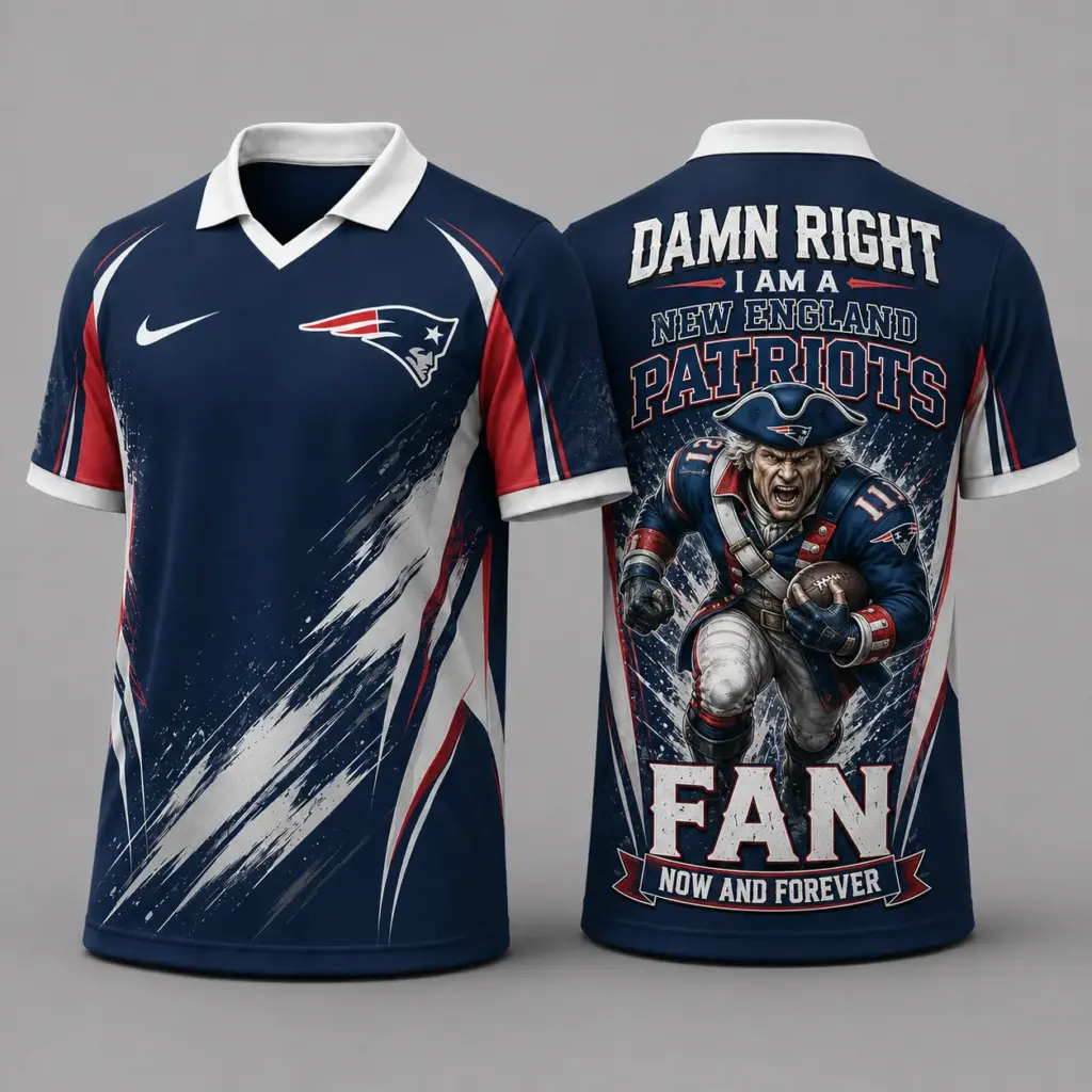 New England Patriots Damn Right Fan Forever Polo Collar Jersey