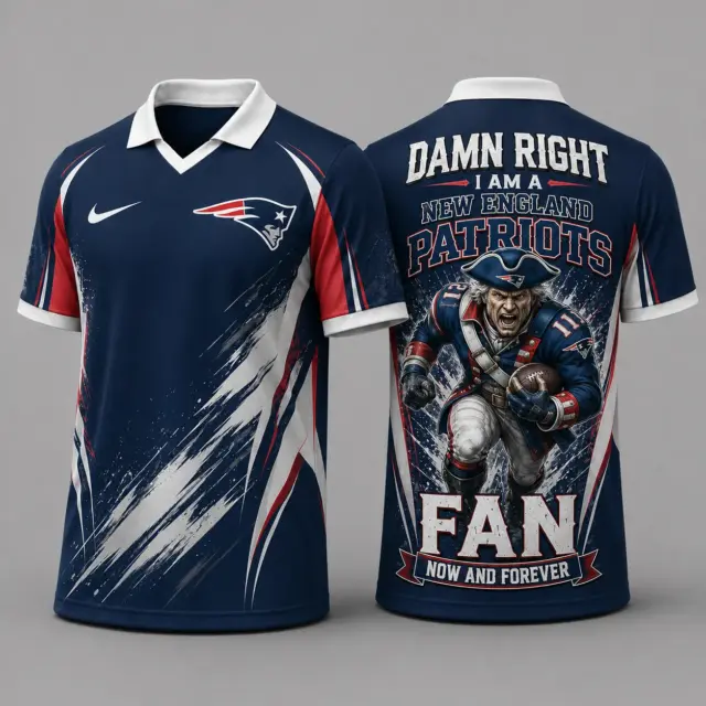 New England Patriots Damn Right Fan Forever Polo Collar Jersey