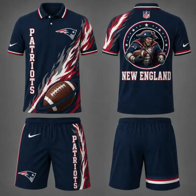 New England Patriots Polo Shirt & Shorts Set V2