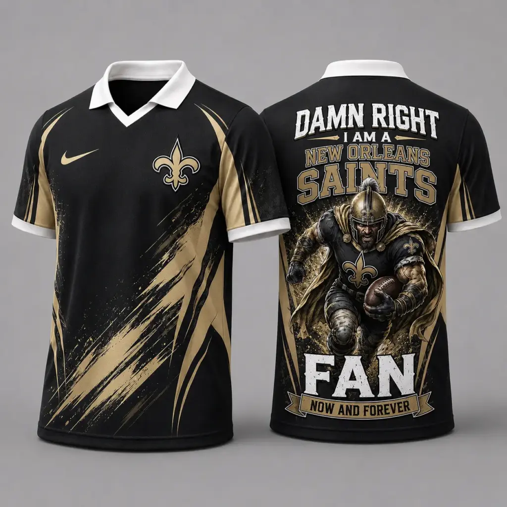 New Orleans Saints Damn Right Fan Forever Polo Collar Jersey