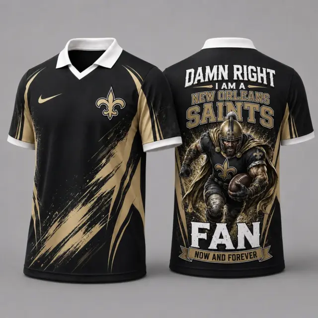New Orleans Saints Damn Right Fan Forever Polo Collar Jersey
