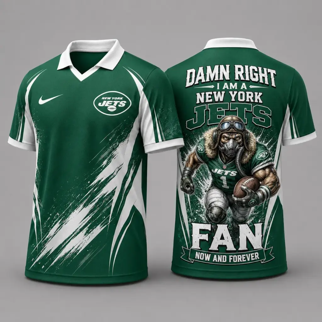 New York Jets Damn Right Fan Forever Polo Collar Jersey