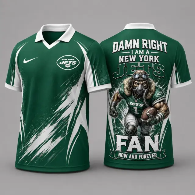 New York Jets Damn Right Fan Forever Polo Collar Jersey