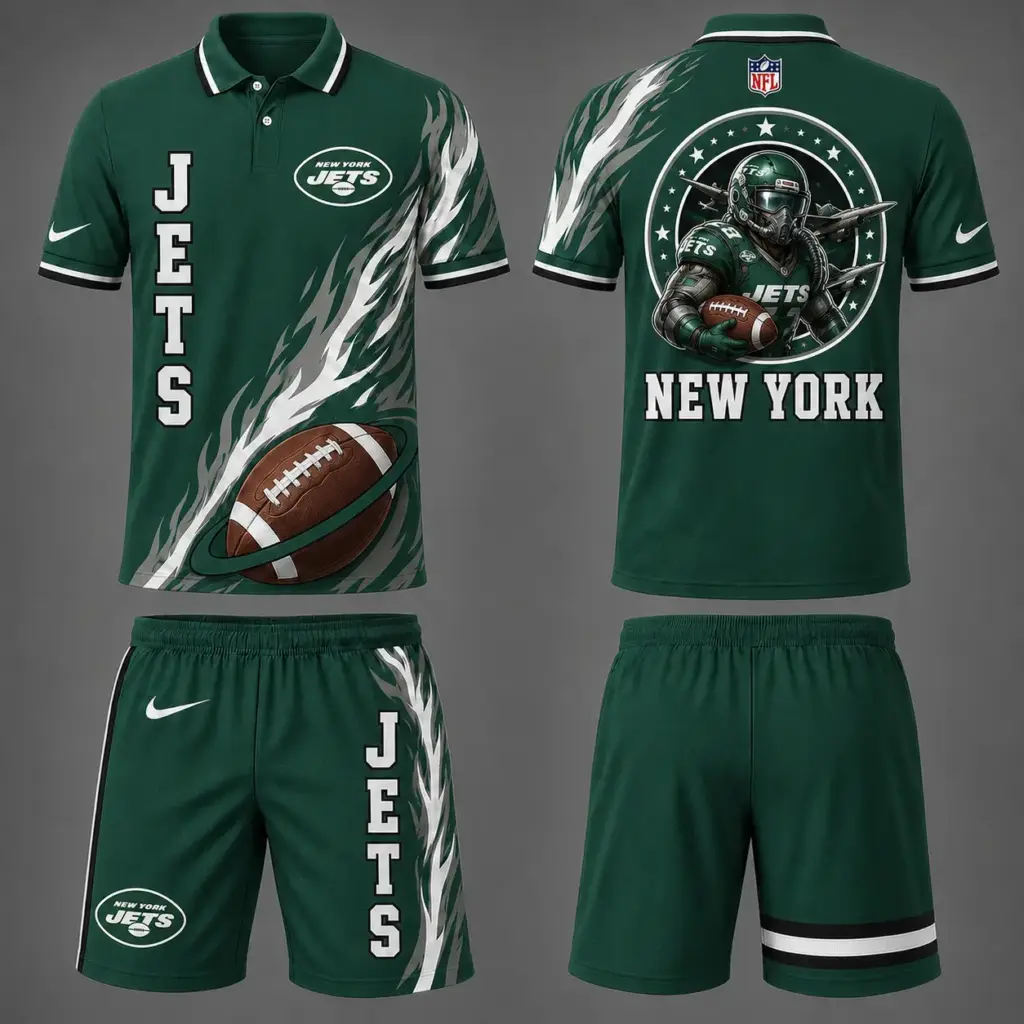 New York Jets Polo Shirt & Shorts Set V2