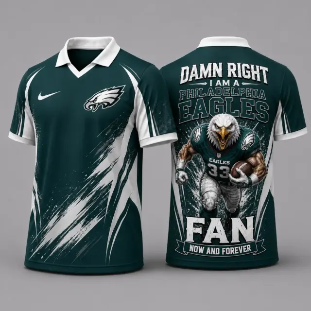 Philadelphia Eagles Damn Right Fan Forever Polo Collar Jersey
