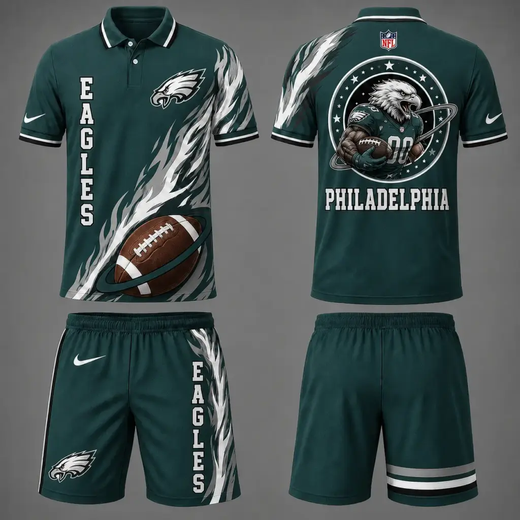 Philadelphia Eagles Polo Shirt & Shorts Set V2