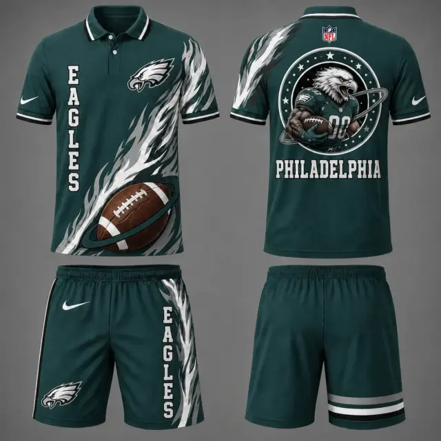 Philadelphia Eagles Polo Shirt & Shorts Set V2