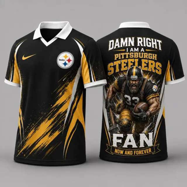 Pittsburgh Steelers Damn Right Fan Forever Polo Collar Jersey