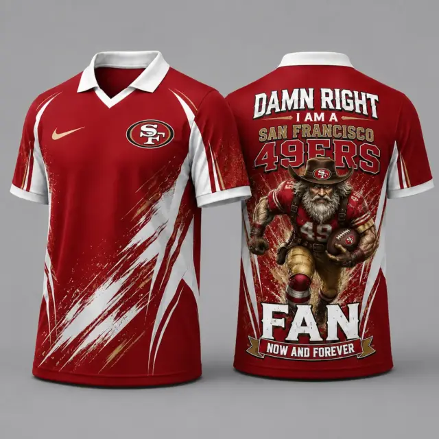 San Francisco 49ers Damn Right Fan Forever Polo Collar Jersey