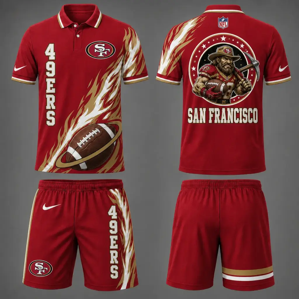 San Francisco 49ers Polo Shirt & Shorts Set V2