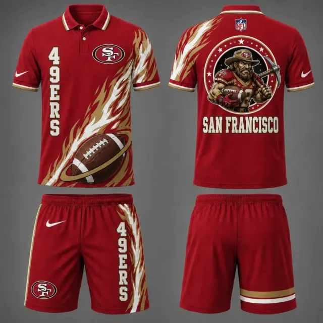 San Francisco 49ers Polo Shirt & Shorts Set V2