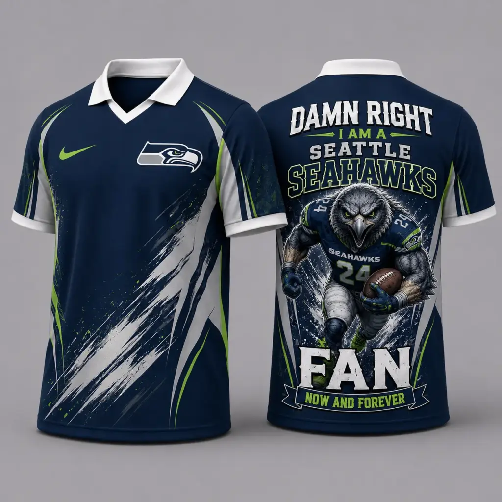 Seattle Seahawks Damn Right Fan Forever Polo Collar Jersey