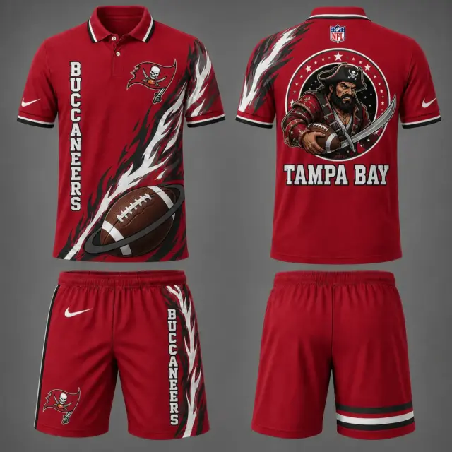 Tampa Bay Buccaneers Polo Shirt & Shorts Set V2