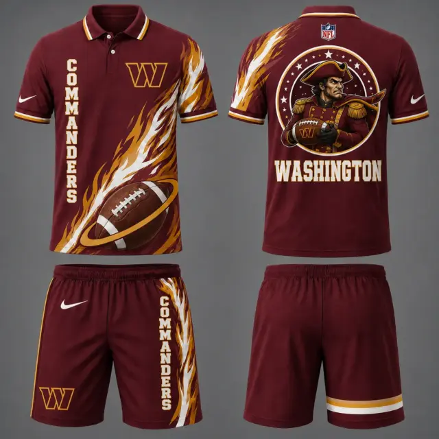 Washington Commanders Polo Shirt & Shorts Set V2