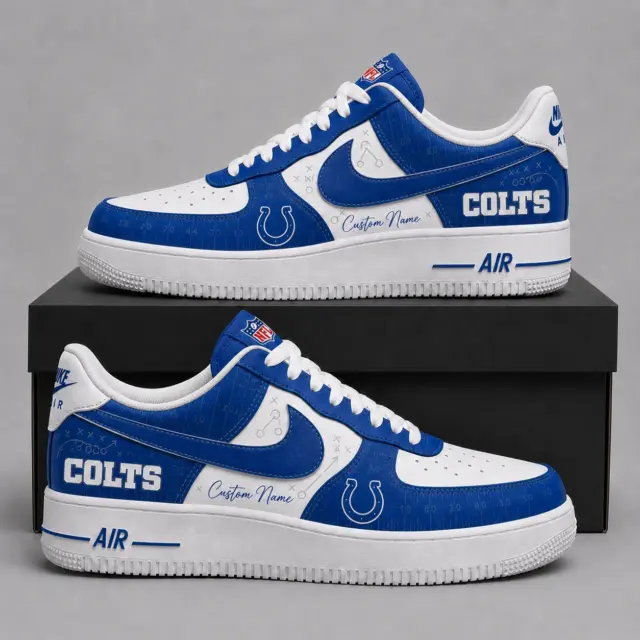 Indianapolis Colts Premium Custom AF1 Low Top Leather Shoes
