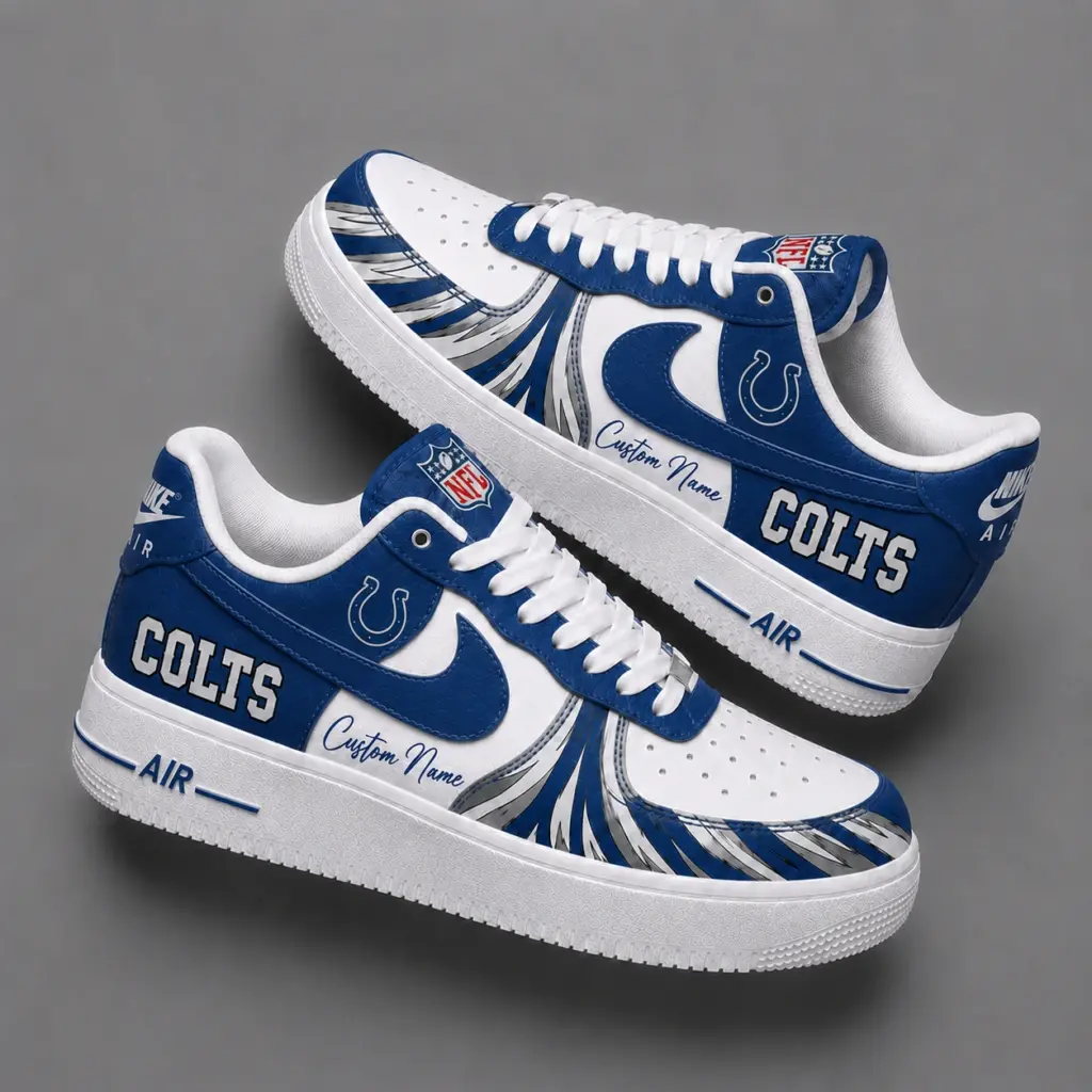 Indianapolis Colts Premium Custom AF1 Low Top Leather Shoes V2