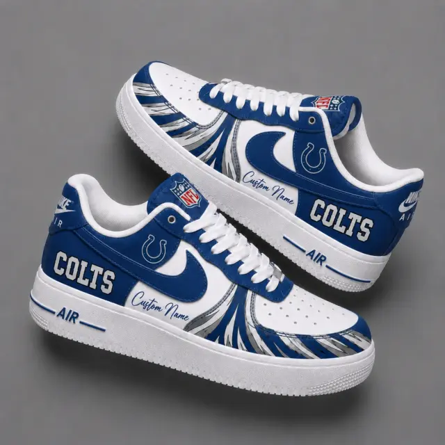 Indianapolis Colts Premium Custom AF1 Low Top Leather Shoes V2