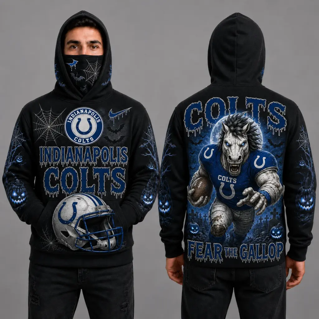 Indianapolis Colts Halloween Mascot 3D Graphic Mask Hoodie