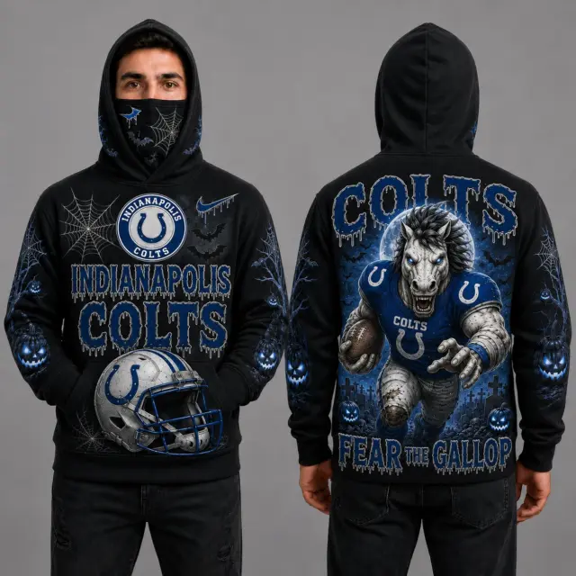 Indianapolis Colts Halloween Mascot 3D Graphic Mask Hoodie