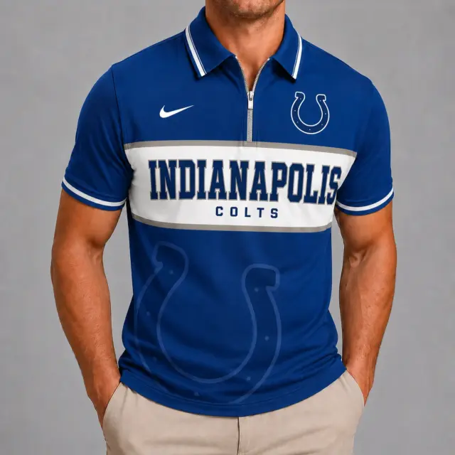 Indianapolis Colts Shortsleeved Half-zip Polo Shirt