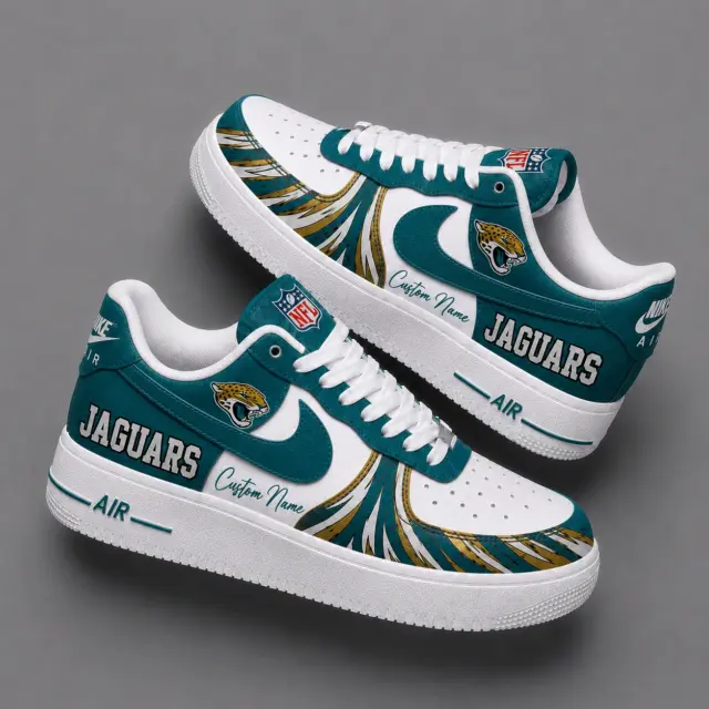 Jacksonville Jaguars Premium Custom AF1 Low Top Leather Shoes V2