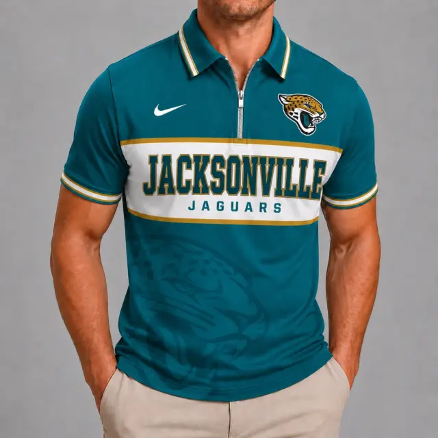 Jacksonville Jaguars Shortsleeved Half-zip Polo Shirt