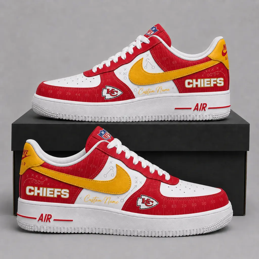 Kansas City Chiefs Premium Custom AF1 Low Top Leather Shoes
