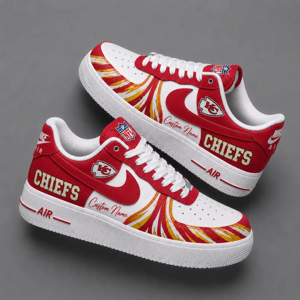 Kansas City Chiefs Premium Custom AF1 Low Top Leather Shoes V2