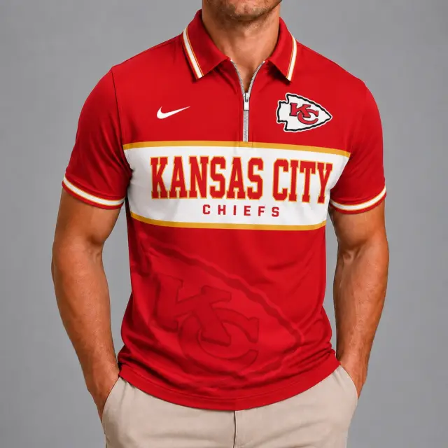Kansas City Chiefs Shortsleeved Half-zip Polo Shirt