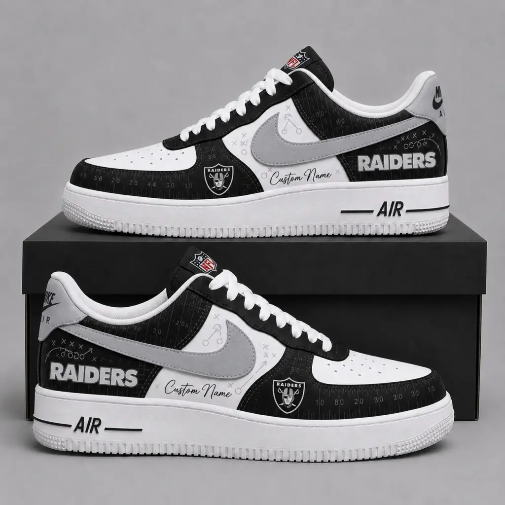 Las Vegas Raiders Premium Custom AF1 Low Top Leather Shoes