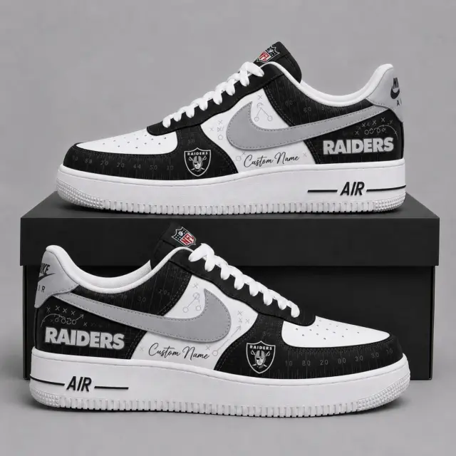 Las Vegas Raiders Premium Custom AF1 Low Top Leather Shoes