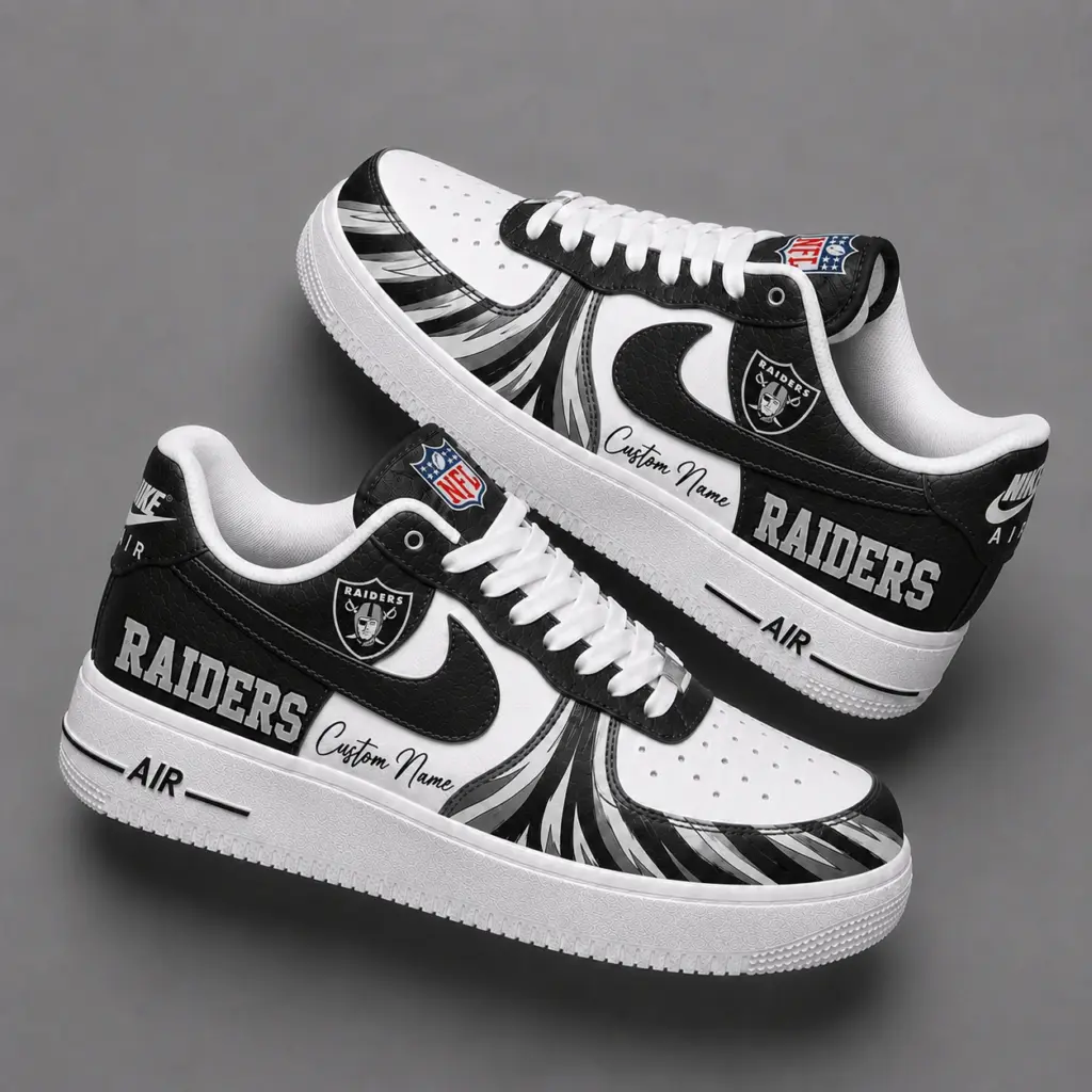 Las Vegas Raiders Premium Custom AF1 Low Top Leather Shoes V2