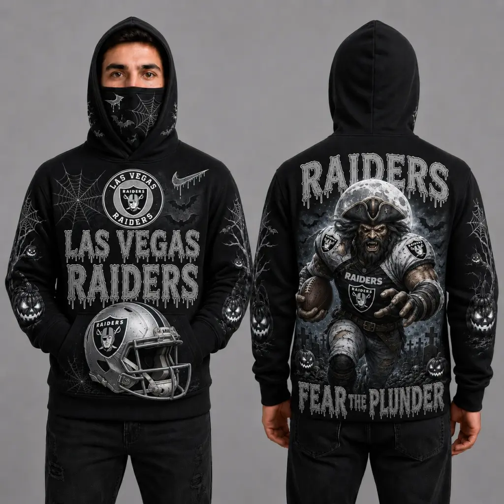 Las Vegas Raiders Halloween Mascot 3D Graphic Mask Hoodie