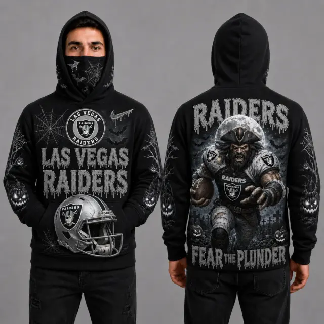 Las Vegas Raiders Halloween Mascot 3D Graphic Mask Hoodie