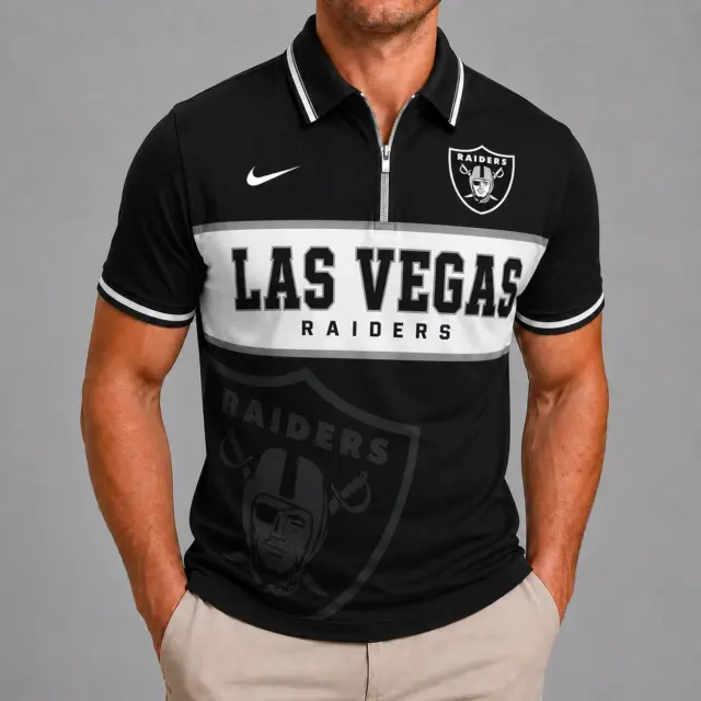 Las Vegas Raiders Shortsleeved Half-zip Polo Shirt
