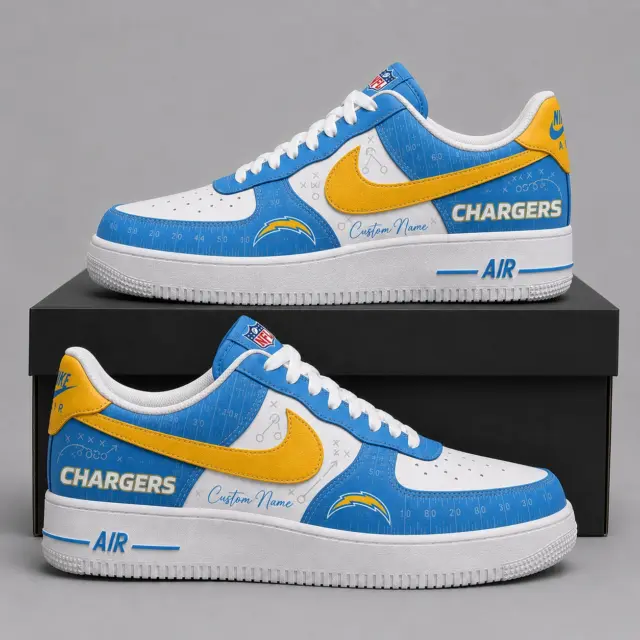 Los Angeles Chargers Premium Custom AF1 Low Top Leather Shoes