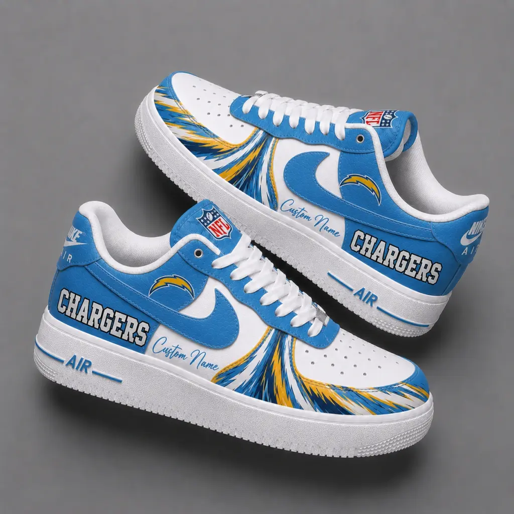 Los Angeles Chargers Premium Custom AF1 Low Top Leather Shoes V2