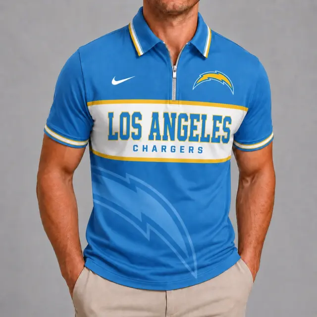 Los Angeles Chargers Shortsleeved Half-zip Polo Shirt