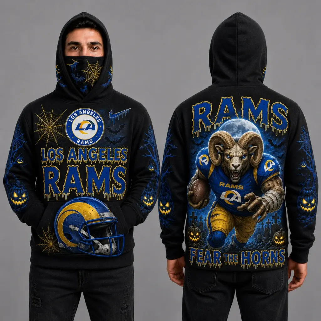 Los Angeles Rams Halloween Mascot 3D Graphic Mask Hoodie