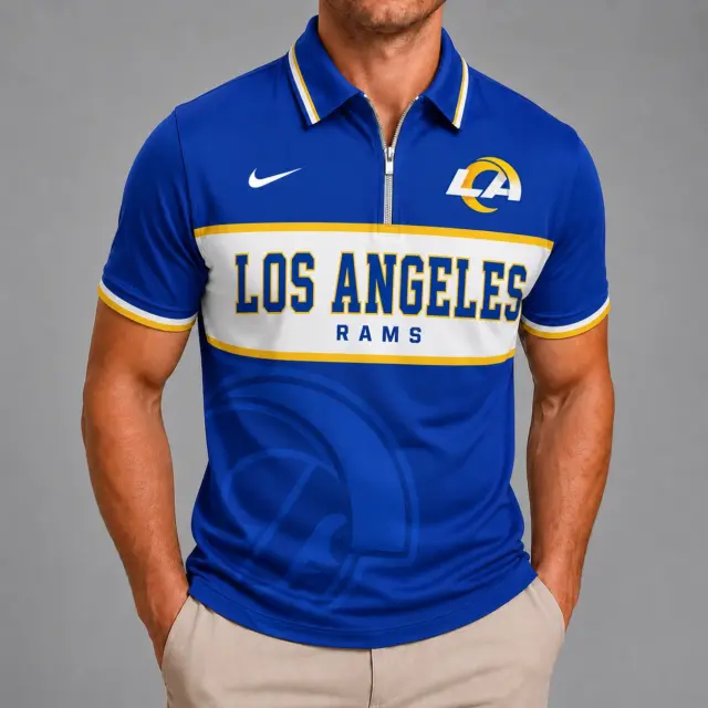 Los Angeles Rams Shortsleeved Half-zip Polo Shirt