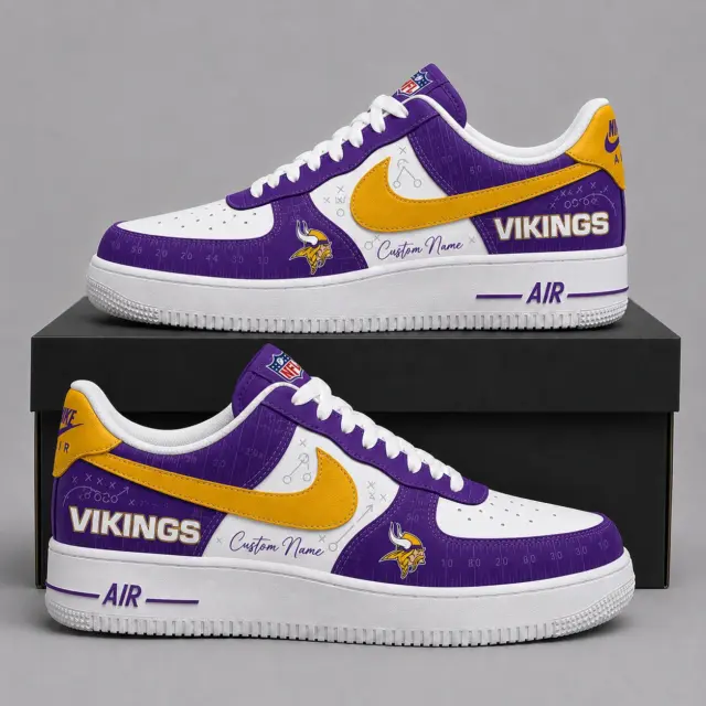 Minnesota Vikings Premium Custom AF1 Low Top Leather Shoes