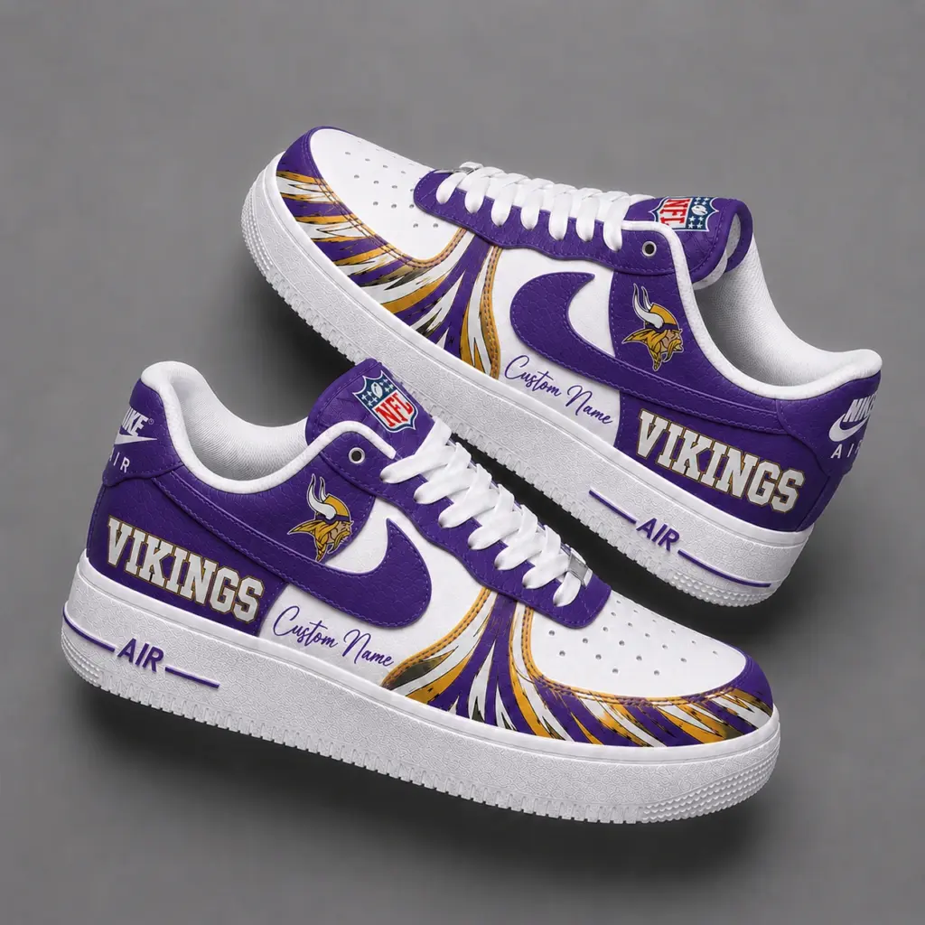 Minnesota Vikings Premium Custom AF1 Low Top Leather Shoes V2