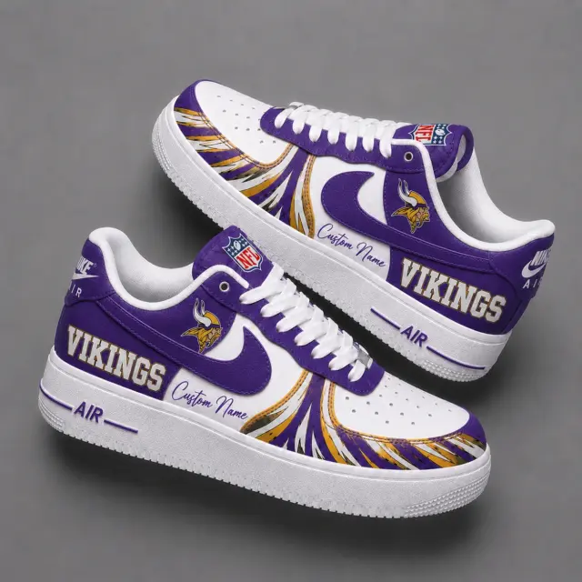 Minnesota Vikings Premium Custom AF1 Low Top Leather Shoes V2
