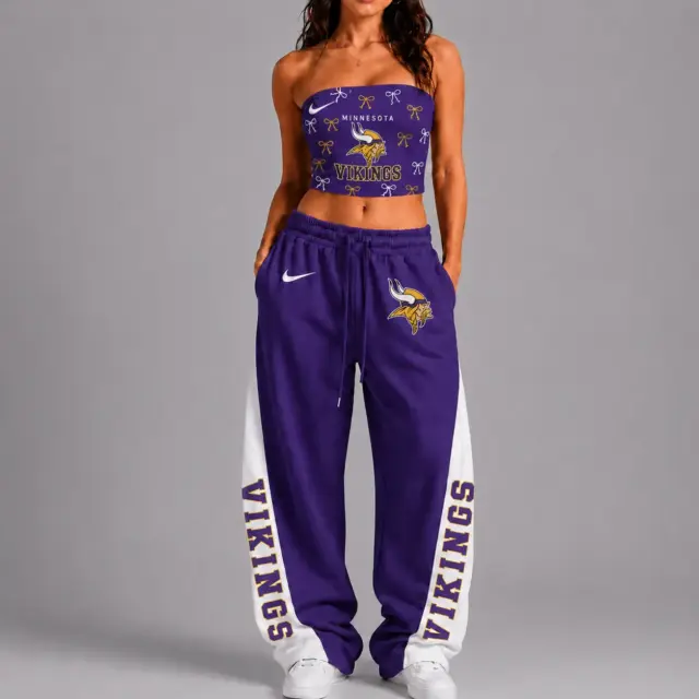 Minnesota Vikings Premium Strapless Top & Elasticated Trousers Two-Piece Set V2
