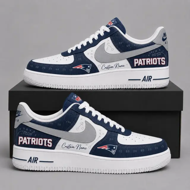New England Patriots Premium Custom AF1 Low Top Leather Shoes