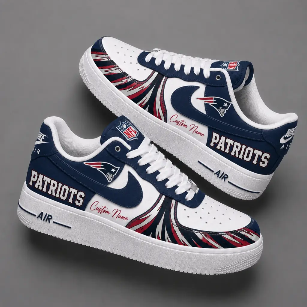 New England Patriots Premium Custom AF1 Low Top Leather Shoes V2